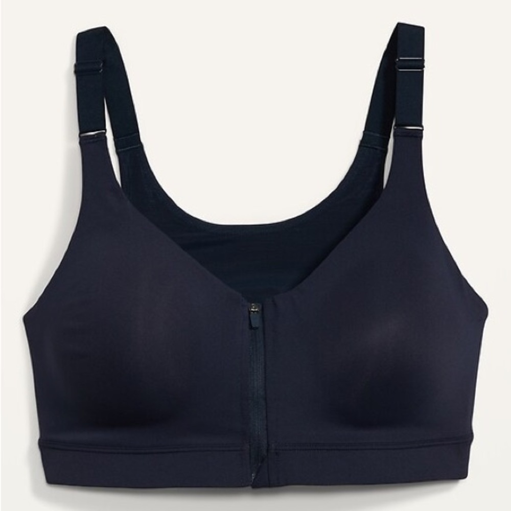 Old Navy High-Support PowerSoft Zip-Front Navy Sports Bra 2LM13.5